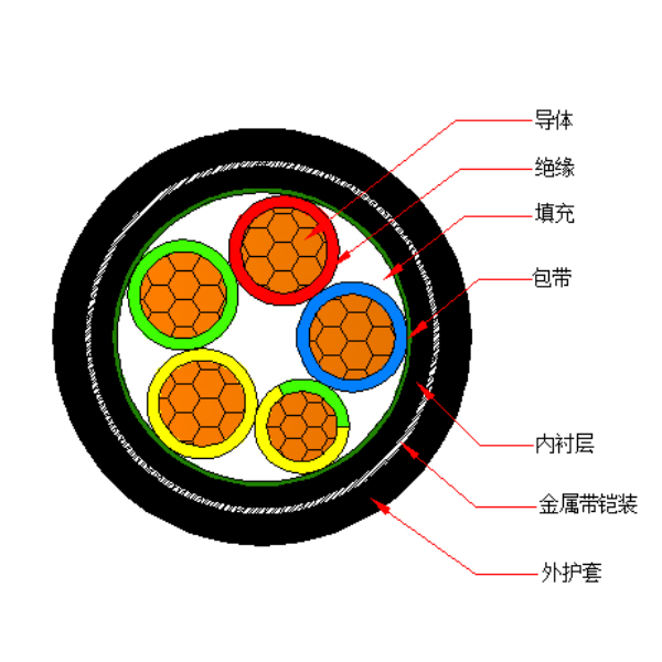 銅芯交聯(lián)聚乙烯絕緣金屬帶鎧裝聚烯烴護(hù)套 無鹵低煙阻燃A類電力電纜-WDZA-YJY63-0.6/1kV、WDZA-YJY23-0.6/1kV